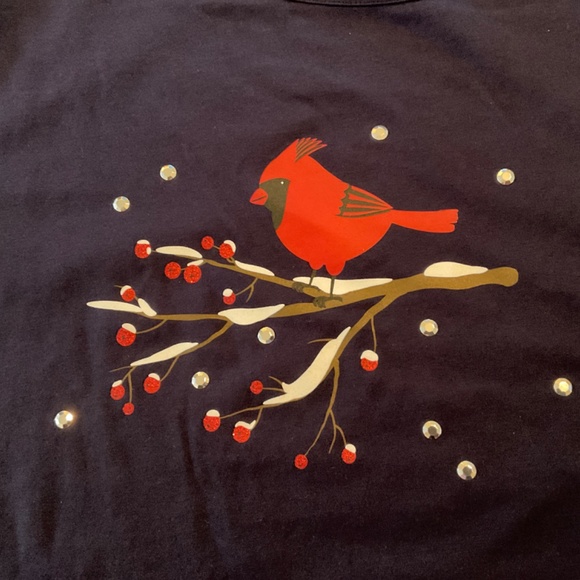 size XL, bust up to 44” inches, cardinal embellished long sleeve shirt, new cond - Picture 7 of 8